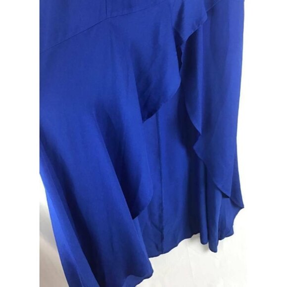 Lulus Dress XL Blue Shift Long Ruffle Women New - Picture 4 of 6